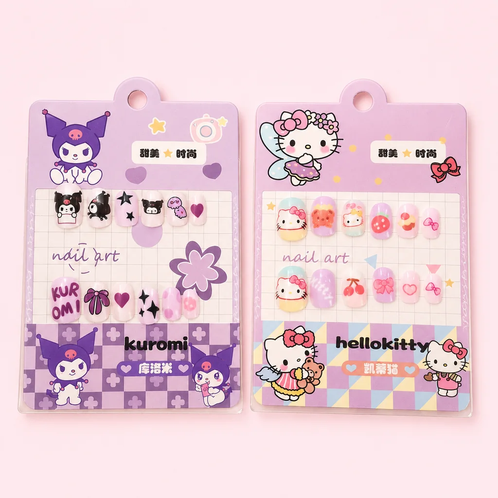 kuromi-hello-kitty-cards-1024 ناخن مصنوعی فانتزی دخترانه ۱۲ عددی طرح کرومی